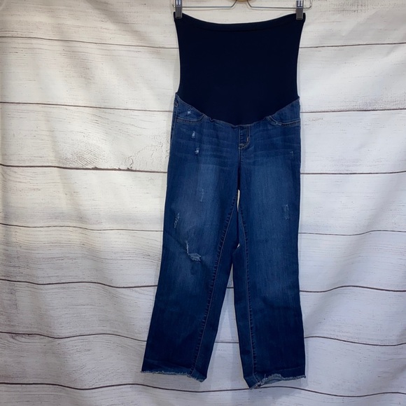 1822 brand maternity jeans boyfriend fit distressed full panel distressed 30” - Picture 1 of 11